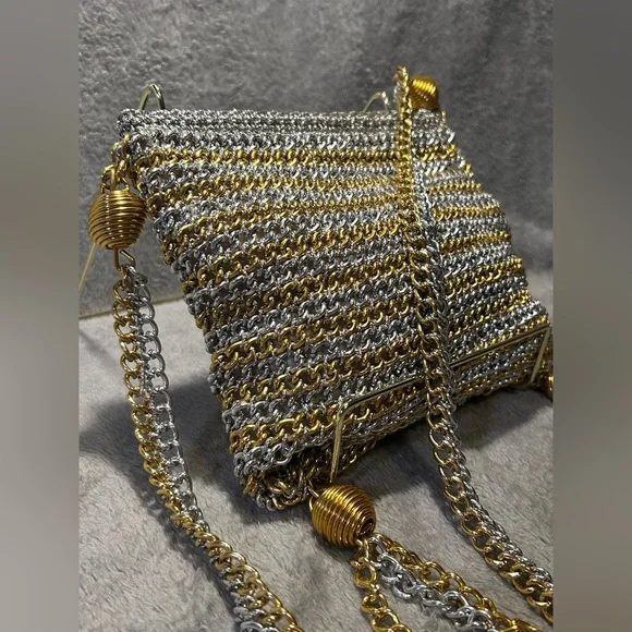 Rare 1960s Delill Silver & Gold Chain Tassel Bag - Picture 5 of 9